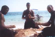 Conch cleaning party on Gibb's Cay